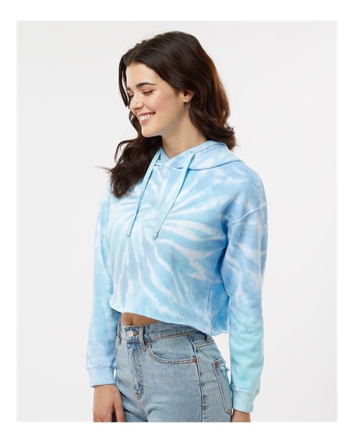 Colortone Women's Tie-Dyed Crop Hooded Sweatshirt 8333