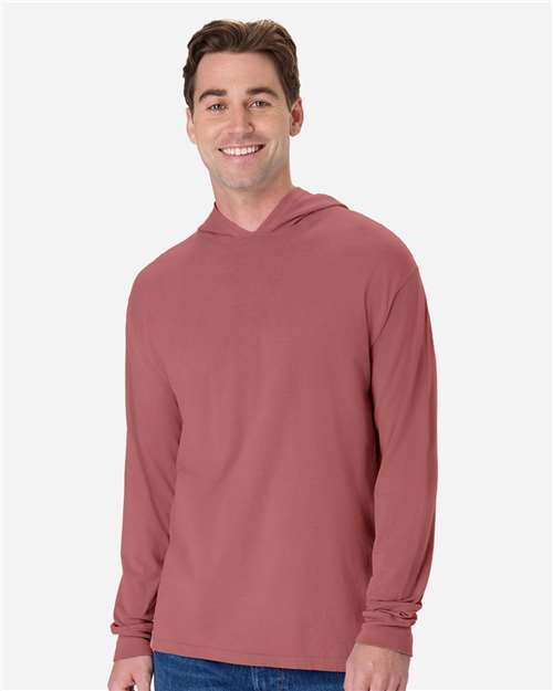 ComfortWash by Hanes Unisex Garment-Dyed Jersey Hooded Long Sleeve T-Shirt GDH280