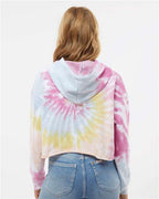 Colortone Women's Tie-Dyed Crop Hooded Sweatshirt 8333