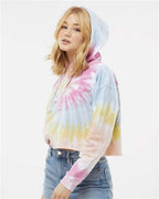 Colortone Women's Tie-Dyed Crop Hooded Sweatshirt 8333