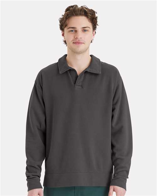 ComfortWash by Hanes Unisex Garment-Dyed Polo Collar Sweatshirt GDH490
