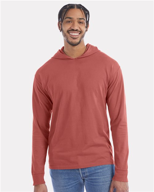 ComfortWash by Hanes Unisex Garment-Dyed Jersey Hooded Long Sleeve T-Shirt GDH280