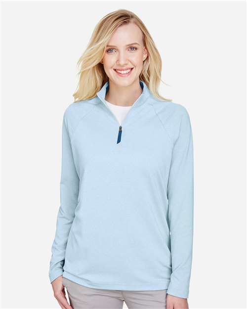 Devon & Jones Women's CrownLux Performance® Clubhouse Micro-Stripe Quarter-Zip Pullover DG480W