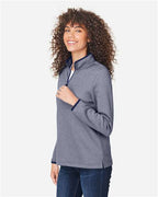 CORE365 Women's Venture Heathered Stripe Quarter-Zip Pullover CE73W