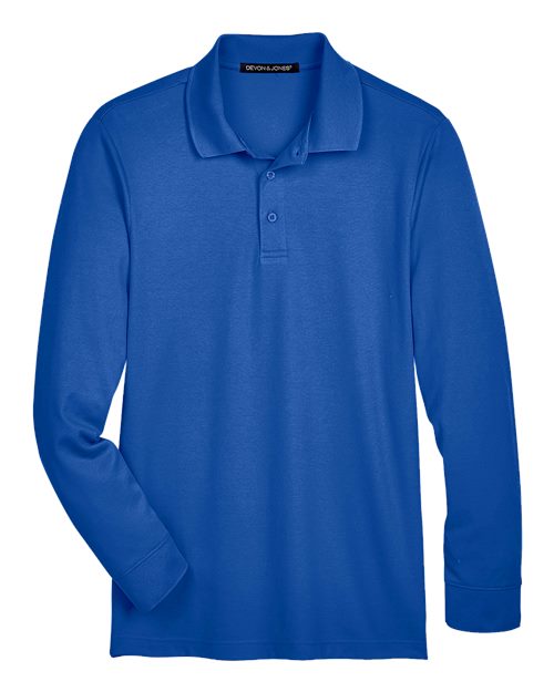 Devon & Jones Men's Tall CrownLux Performance® Plaited Long Sleeve Polo DG20LT