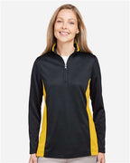 Harriton Women's Flash Snag Protection Plus IL Colorblock Quarter-Zip Pullover M786W