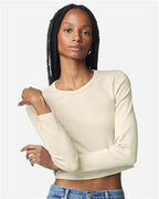 American Apparel Women's Baby Rib Long Sleeve Cropped Tee BR2107