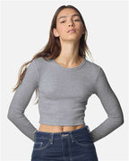 American Apparel Women's Baby Rib Long Sleeve Cropped Tee BR2107