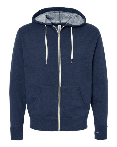 Independent Trading Co. Unisex Heathered French Terry Full-Zip Hooded Sweatshirt PRM90HTZ