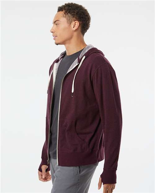 Independent Trading Co. Unisex Heathered French Terry Full-Zip Hooded Sweatshirt PRM90HTZ