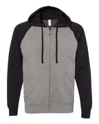 Independent Trading Co. Unisex Special Blend Raglan Full-Zip Hooded Sweatshirt PRM33SBZ