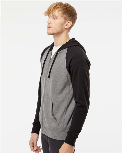 Independent Trading Co. Unisex Special Blend Raglan Full-Zip Hooded Sweatshirt PRM33SBZ