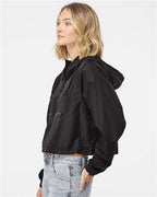 Independent Trading Co. Women's Lightweight Quarter-Zip Pullover Crop Windbreaker EXP64CRP