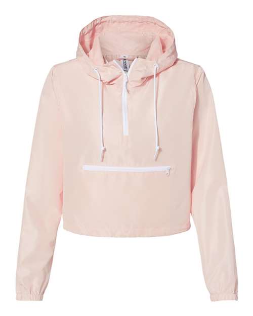 Independent Trading Co. Women's Lightweight Quarter-Zip Pullover Crop Windbreaker EXP64CRP
