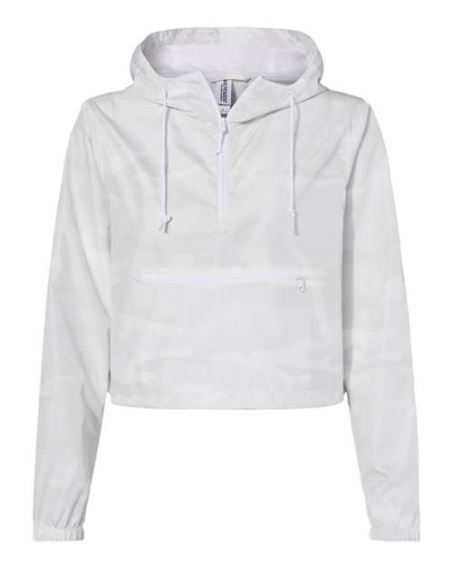 Independent Trading Co. Women's Lightweight Quarter-Zip Pullover Crop Windbreaker EXP64CRP