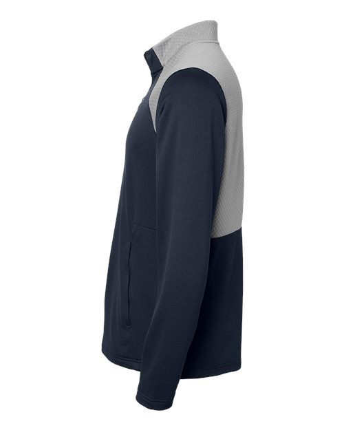 Adidas Men's Textured Mixed Media Quarter-Zip Pullover A532