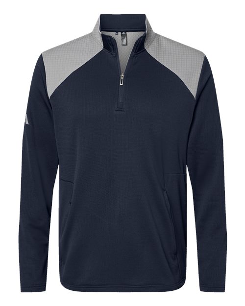 Adidas Men's Textured Mixed Media Quarter-Zip Pullover A532