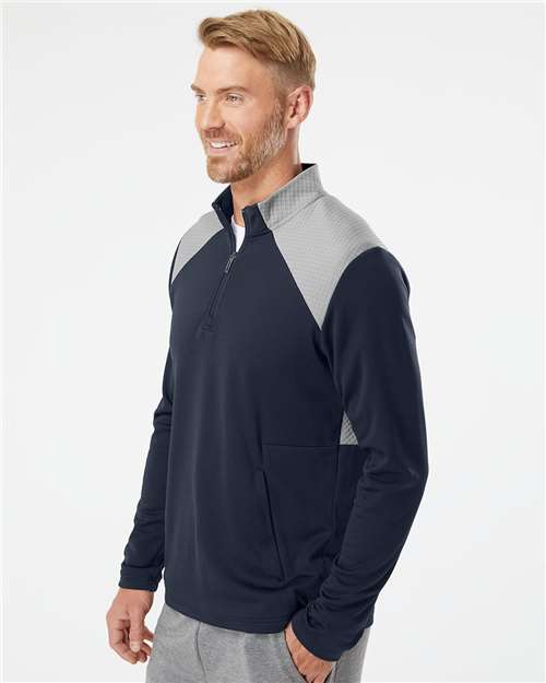 Adidas Men's Textured Mixed Media Quarter-Zip Pullover A532