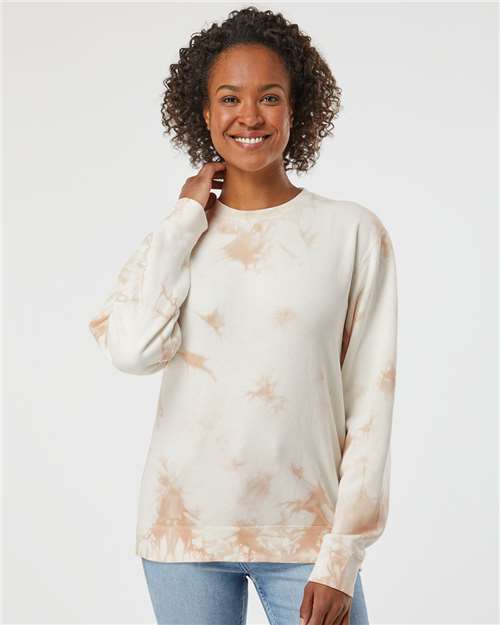 Independent Trading Co. Unisex Midweight Tie-Dyed Crewneck Sweatshirt PRM3500TD