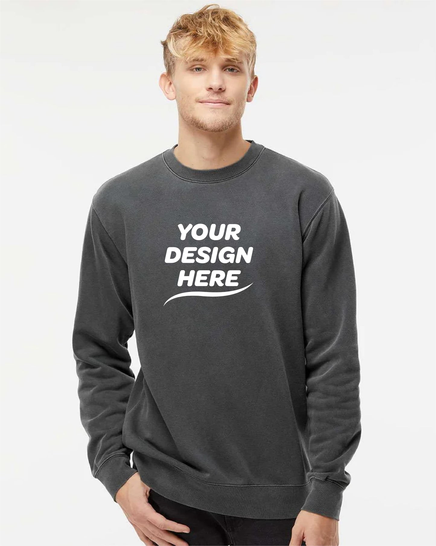 Custom Midweight Pigment-Dyed Crewneck Sweatshirt – Add Your Logo or Design