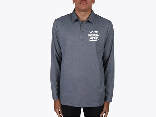 Custom Oceanside Heather Long Sleeve Polo – Add Your Logo or Design