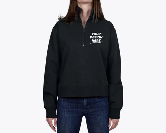 Custom Women’s Stencil Half Zip Crewneck Sweatshirt – Add Your Logo or Design
