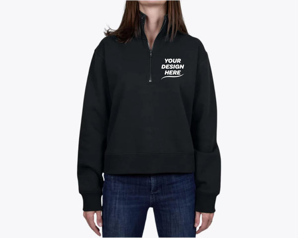 Custom Women’s Stencil Half Zip Crewneck Sweatshirt – Add Your Logo or Design