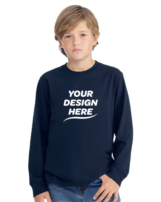 Custom Youth Cotton Long Sleeve T-Shirt – Add Your Logo or Design